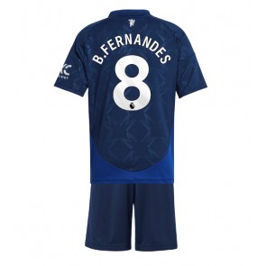 Manchester United Bruno Fernandes #8 Bortaställ Barn 2024-25 Kortärmad (+ Korta byxor)